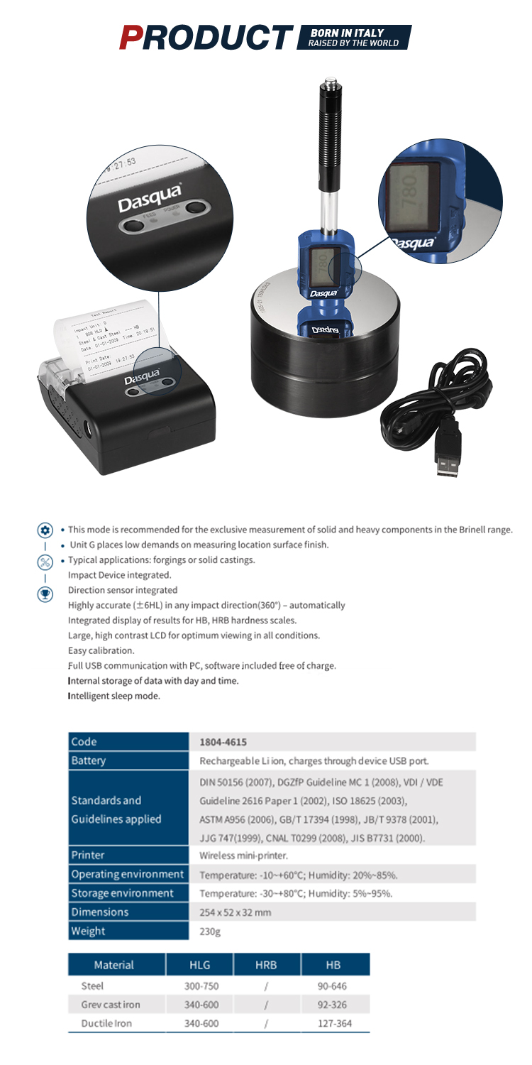 Dasqua Portable Leeb Hardness Tester For Forgings Or Solid Castings